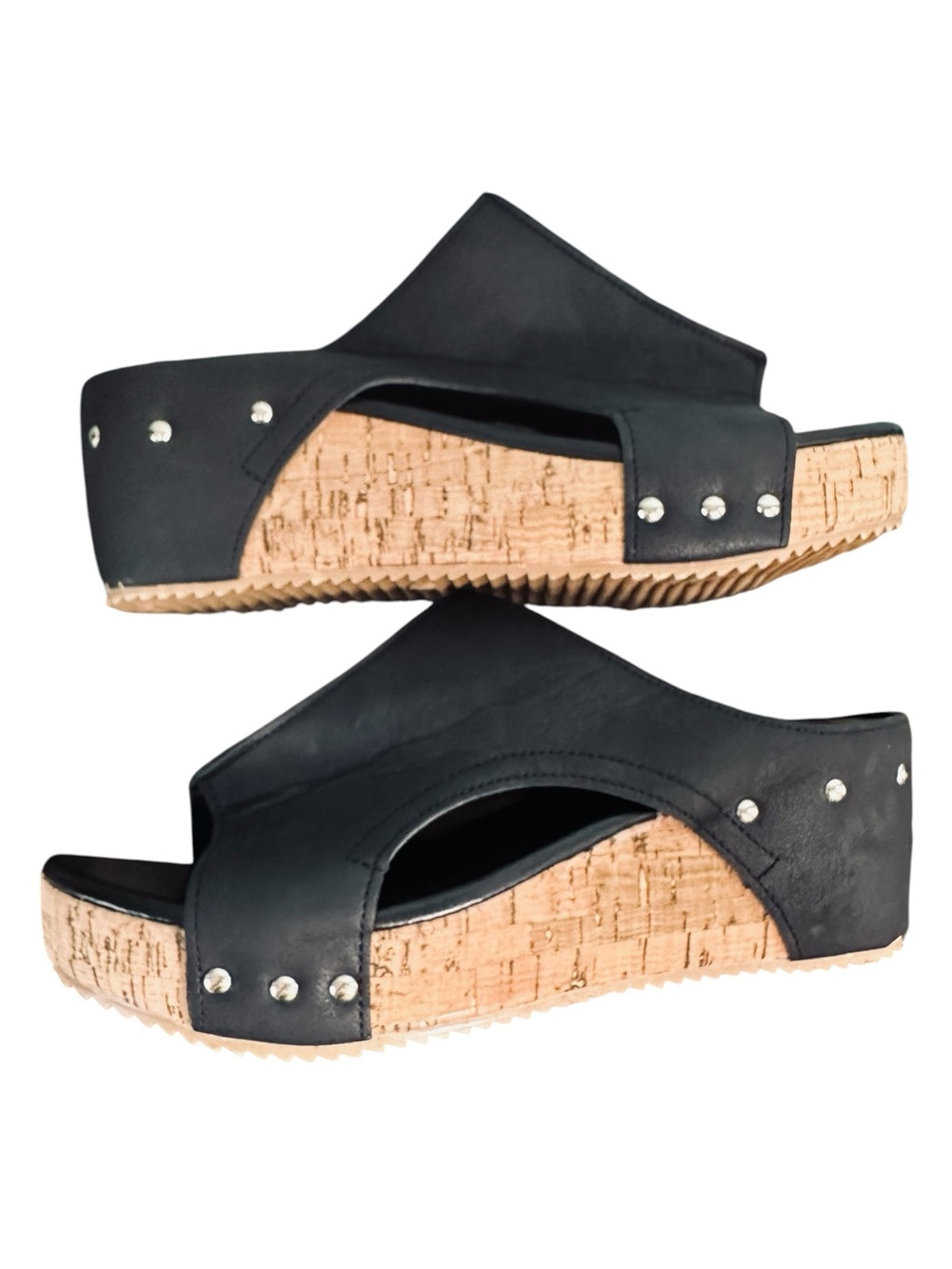 Black Cork Wedge Sandals - Women - Picture 4 of 7